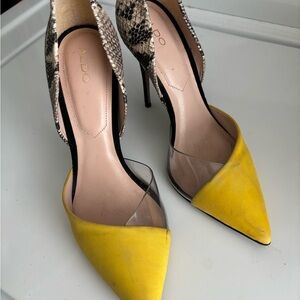 Aldo Yellow and Black Stiletto Heels